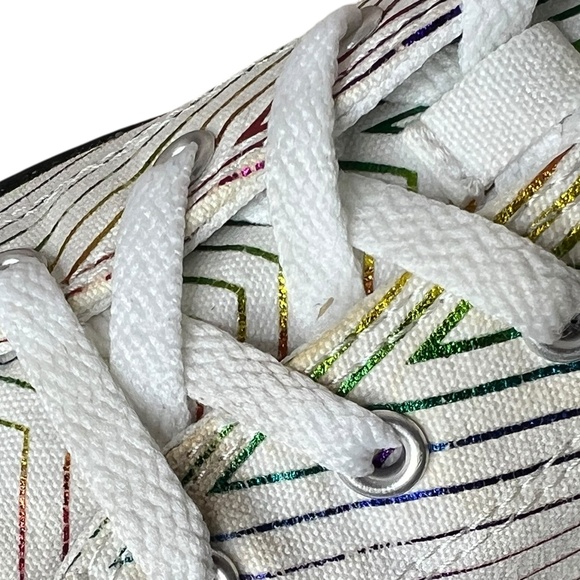 Converse Ox All Star Iridescent Metallic Rainbow White Junior Sneaker 4 - Picture 6 of 10